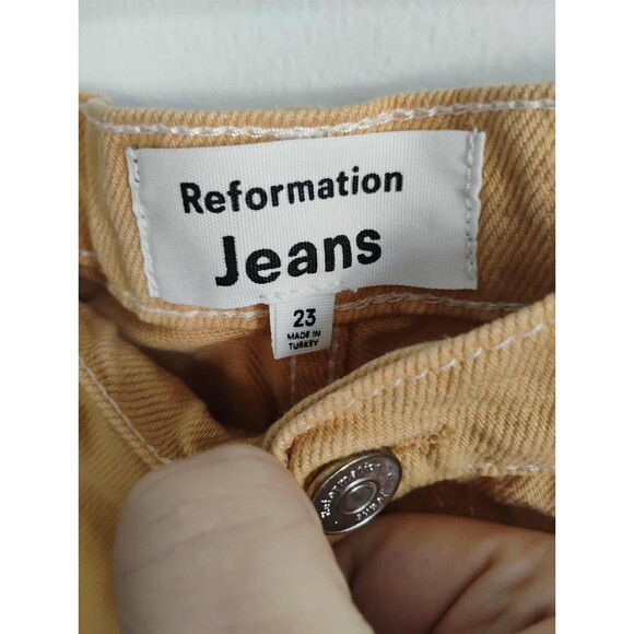 Reformation | Yellow Denim Higher Waist Wide Leg Pants Size 23 - Picture 2 of 3